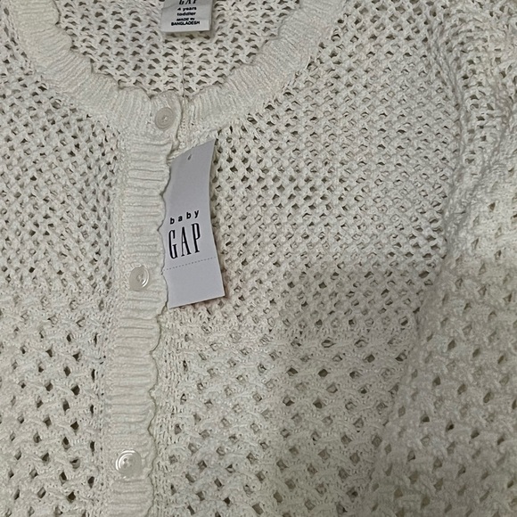 NWT: White Baby Gap button down crochet, woolen, knit sweater for cool weather. - Picture 3 of 3